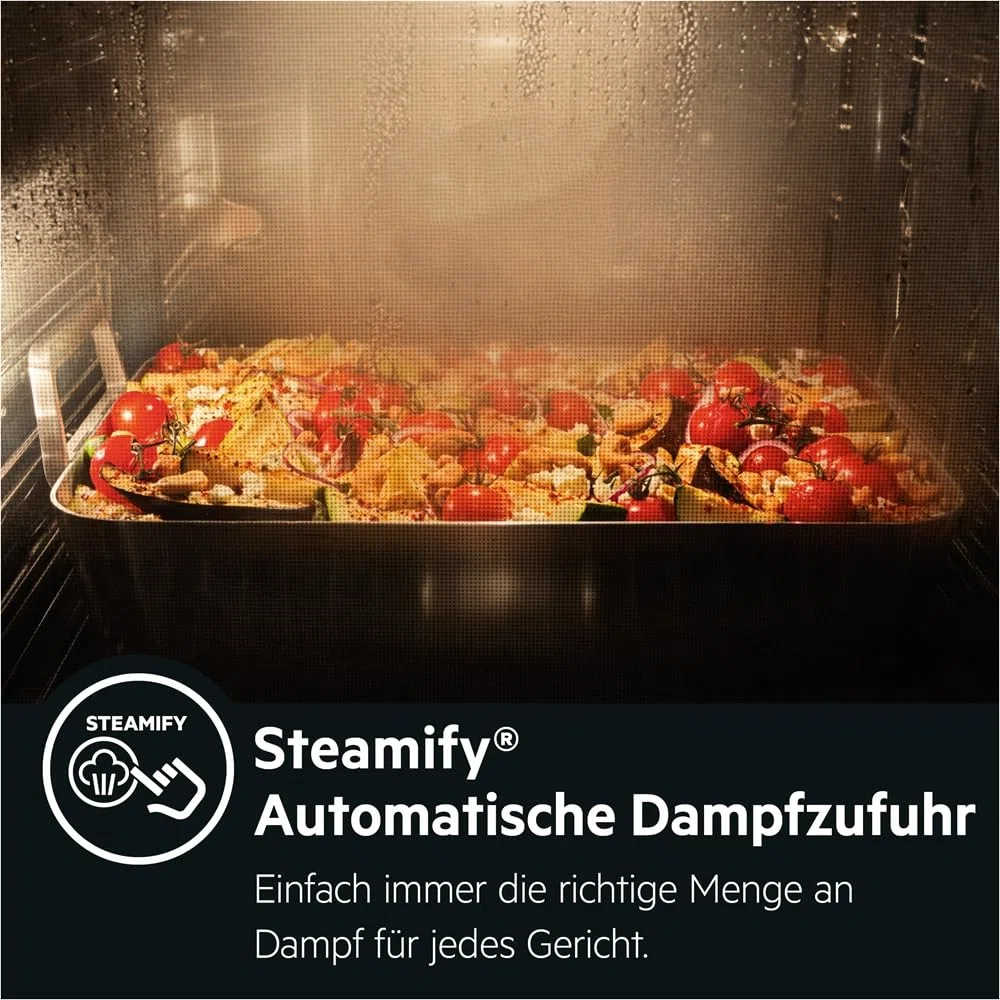 AEG BSE79228BM Dampfbackofen / Serie 9000 mit SteamPro / Dampfreinigung / Kerntemperatursensor / Touch-Bedienung / Grill / Display mit Uhr / Kindersicherung / A++ / Edelstahl mit Antifingerprint