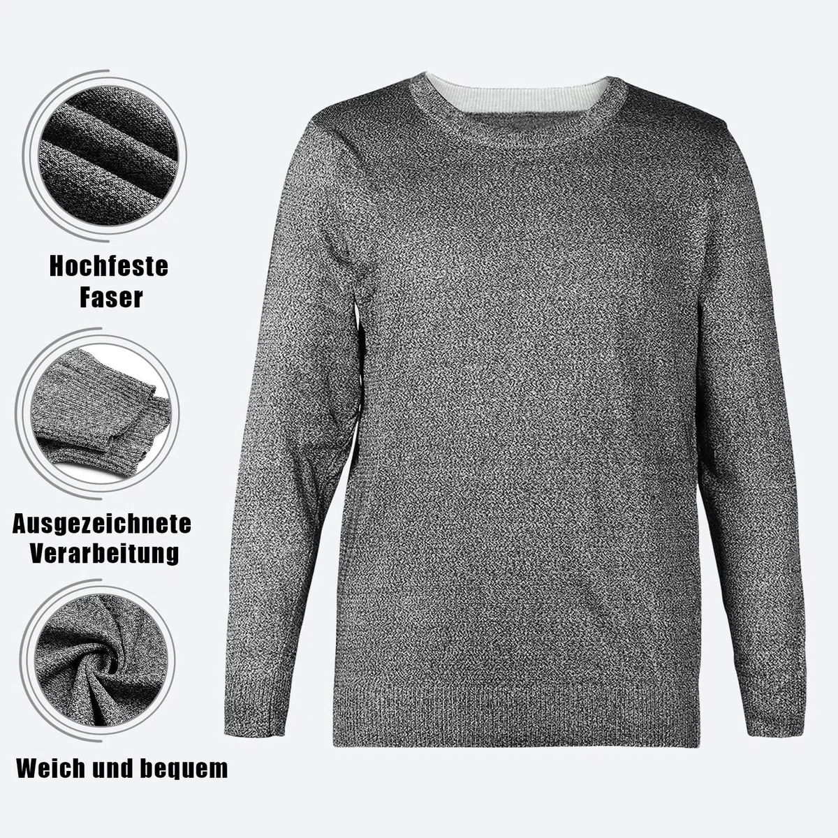 Stichsichere Kleidung(grau),Schutz-T-Shirts der Stufe 5, reißfest,Schnitt- und Stichschutz,Robustes Für Sicherheitsschutz,tägliches Pendeln,Patrouille im Dienst,Geschäftsreisen