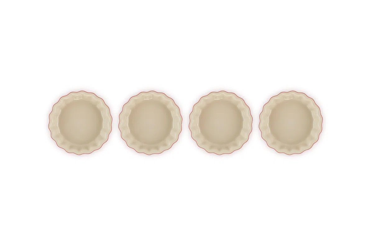 Le Creuset 4er-Set Tarteförmchen aus Steinzeug, Je 200 ml/Ø 11 cm, Kirschrot, 91017411060000