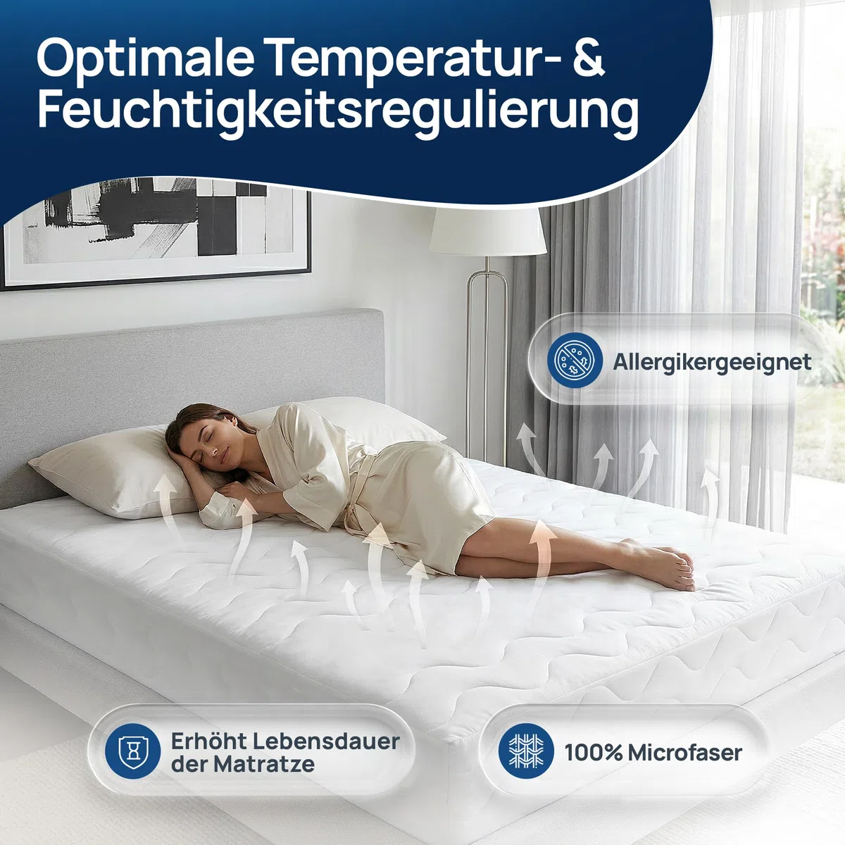 LILENO HOME Matratzenbezug 100x200 cm Reißverschluss - waschbarer Matratzenschoner aus Microfaser ideal für Allergiker - extra weicher Schonbezug für Matratzen (rundum) Höhe 20-22 cm