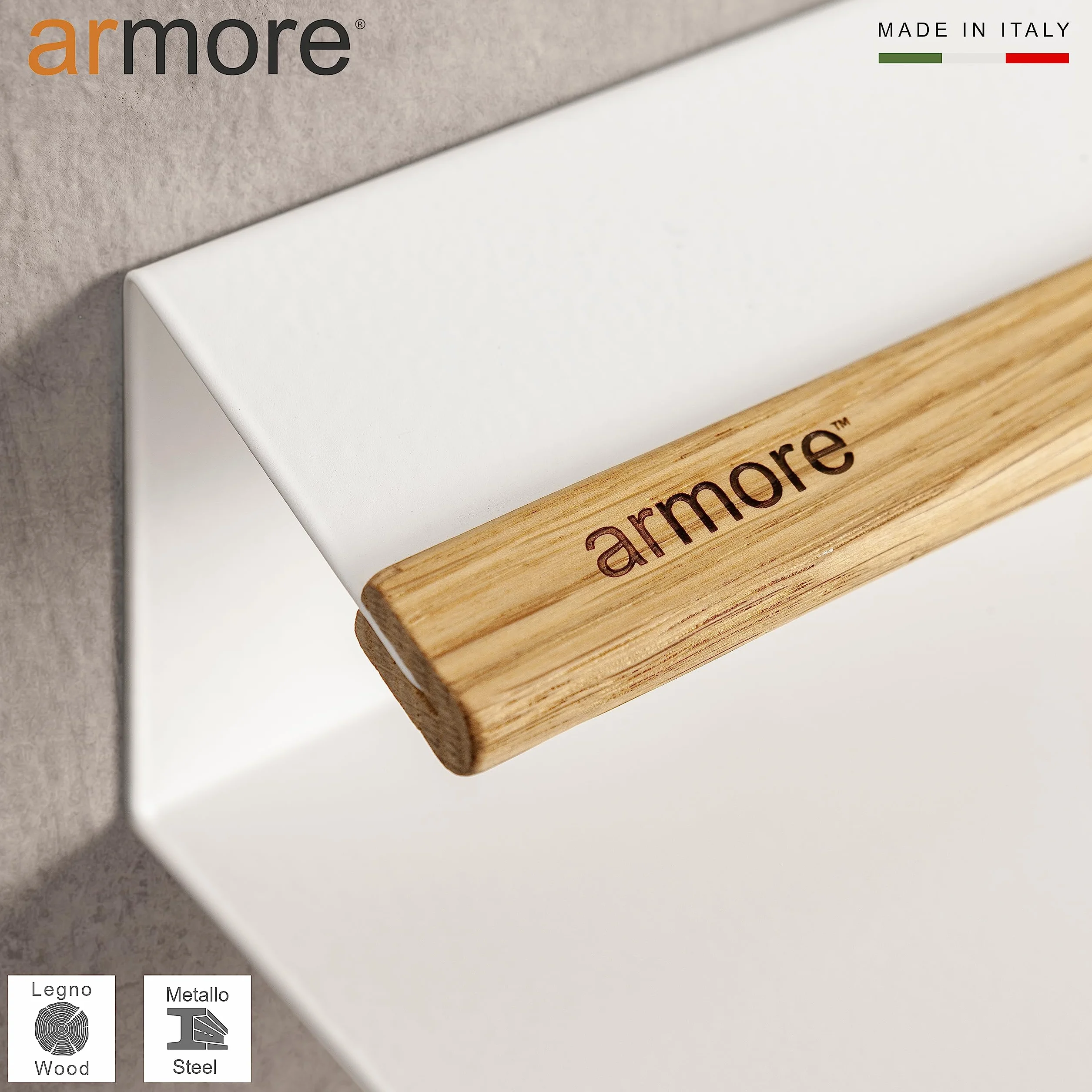 Armore Paar Schuhregale, 2er-Pack, modern, platzsparend, schlank, Wandbehang, Eingangsbereich, Metall, Holz, mit 1 Regal für bis zu 3 Paar Schuhe, schmales starkes offenes Regal (weiß x 2)