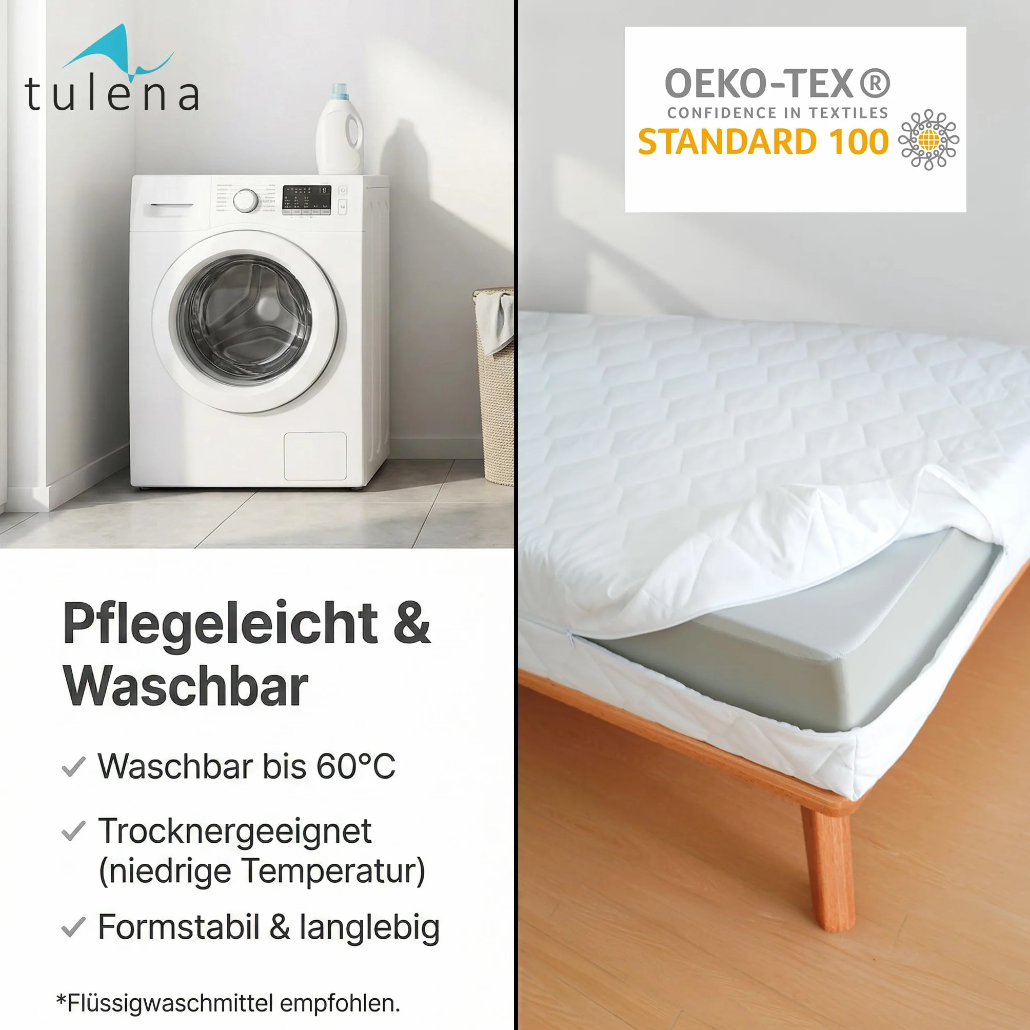 TULENA Matratzenbezug 90x200 cm Matratzenschoner mit Reißverschluss | angenehm weich, gut verarbeitet | als Ersatz Bezug | beide Seiten versteppt Doppeltuch