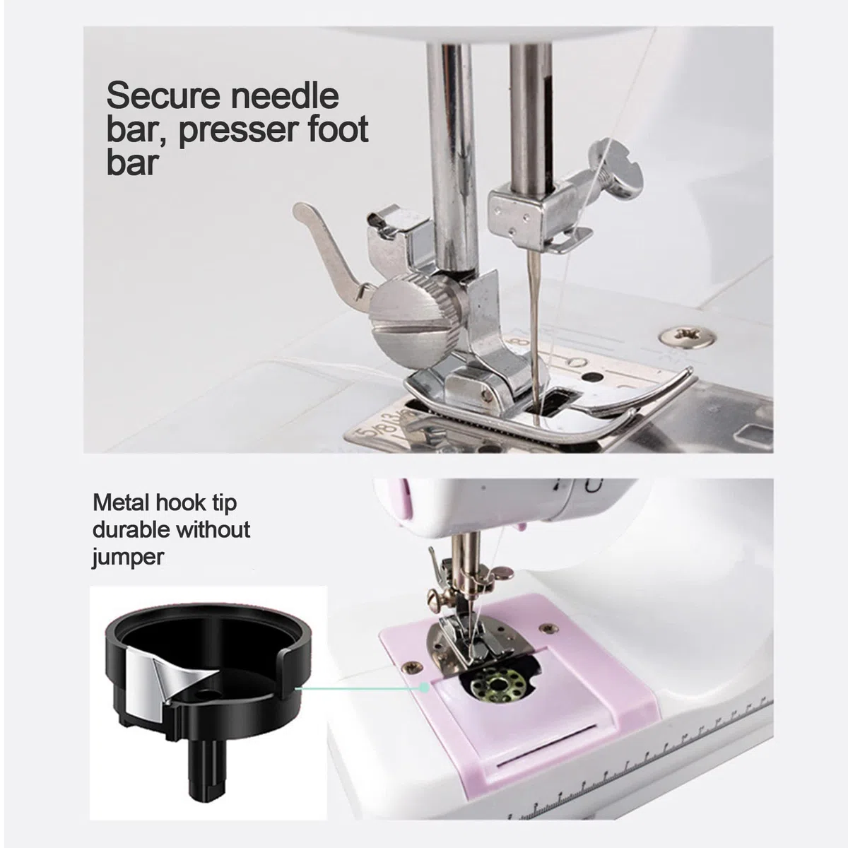 505A Elektrische Nähmaschine Mit 12 Stichmustern, Fußpedal, Nähzubehör-Set, Mini Haushalt Doppelfaden-Nähmaschine, Sewing Machine für Anfänger, für Stoffe DIY zu Hause und Outdoor