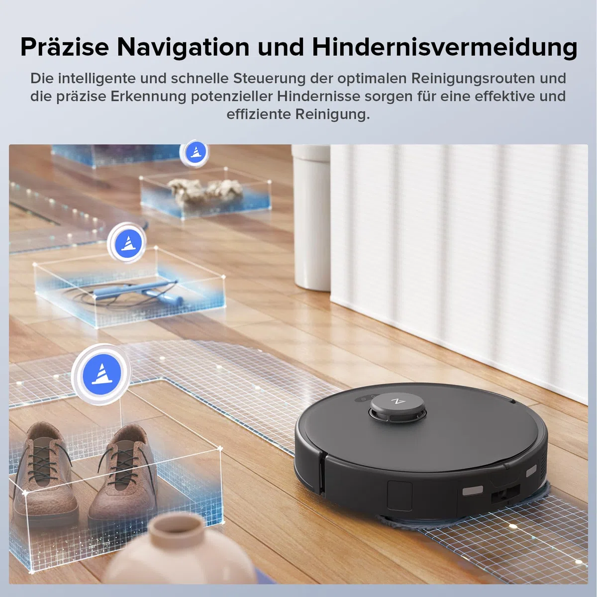 roborock Qrevo Edge S5A Saugroboter mit Wischfunktion,Dual Anti-Tangle-System,18.500Pa,FlexiArm Design Kantenreinigung, Hebarem Wischmopp,75℃ Heißwasser-Moppwäsche (Schwarz)