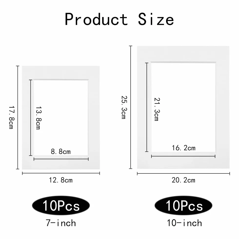 20 Stück Passepartout, 1 mm Weiß Passepartout 2 Größen Bild-Fotorahmen-Halterungen Matten Bild Foto Rahmen Halterungen Matten für Zuhause, Studio, Kunstwerke, Gemälde, Fotoarbeiten