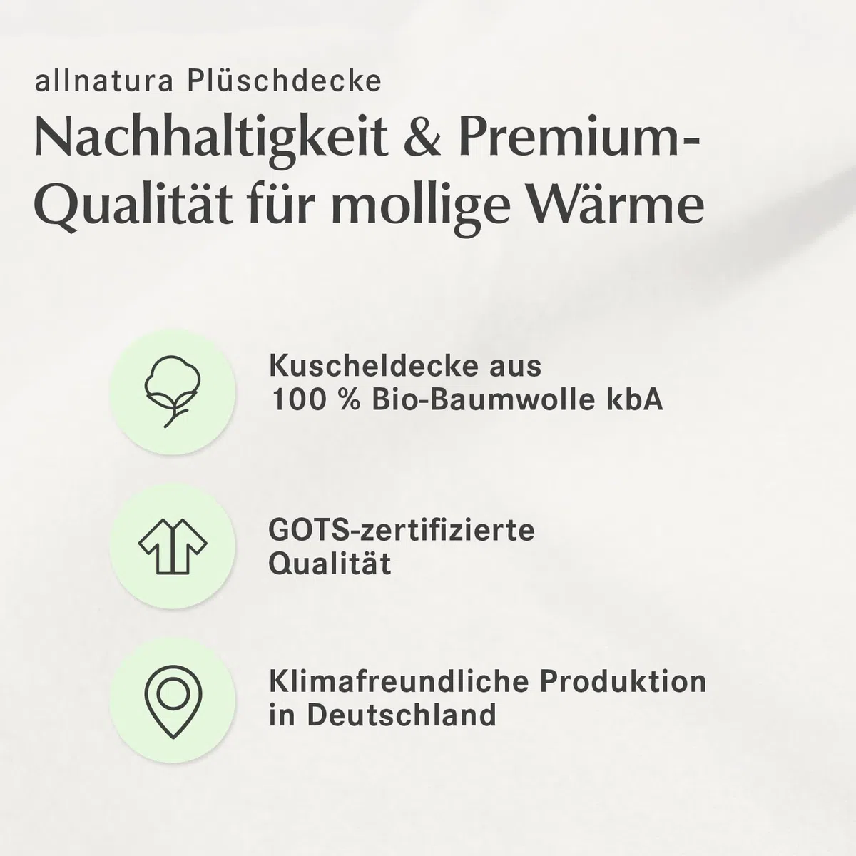 allnatura große flauschige Baumwoll-Plüschdecke Cotona-Double 140x200 cm in Grau, Made in Germany - nachhaltige Sofadecke 100 % Bio-Baumwolle - waschmaschinenfeste Wohndecke Couchdecke
