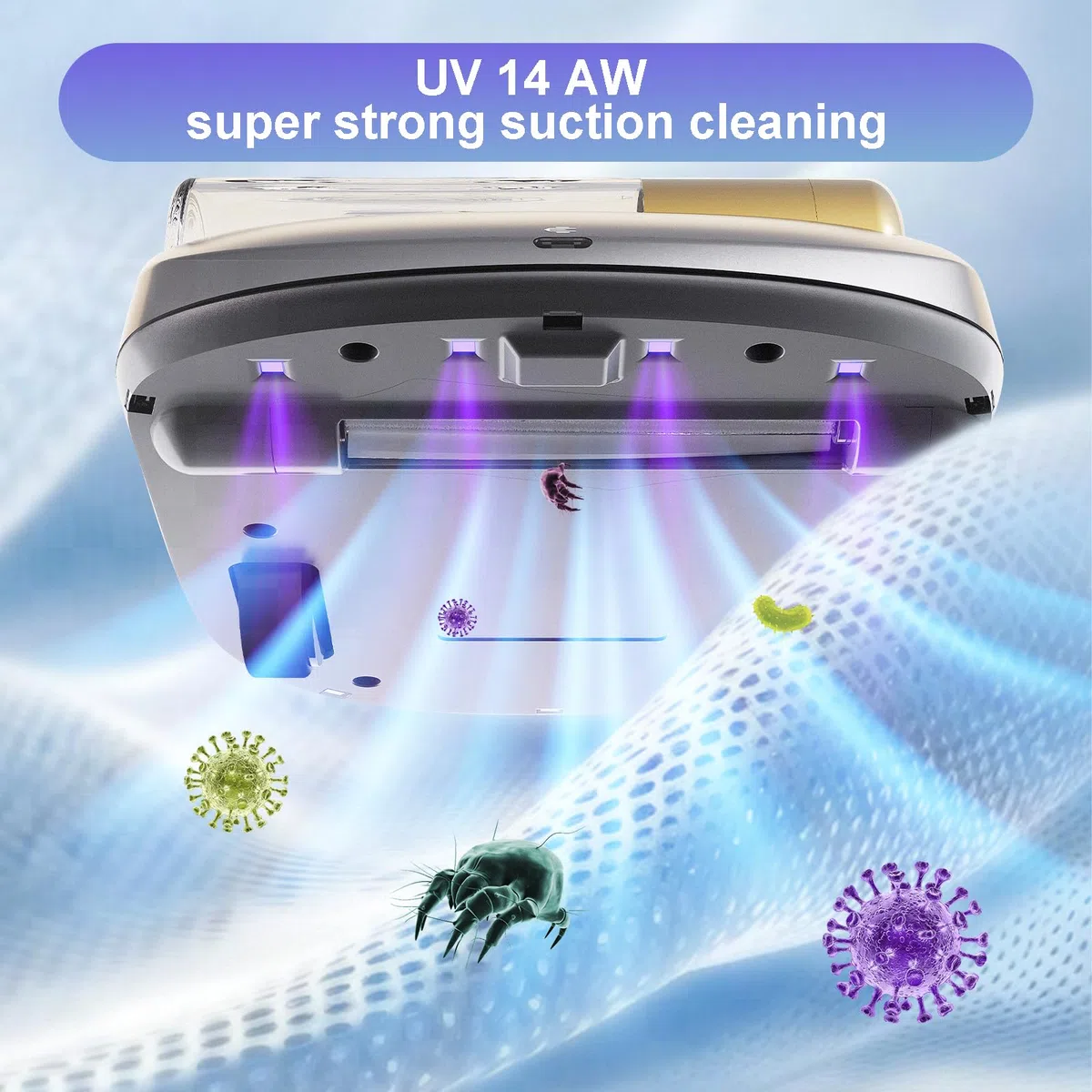 CREATULIZE Milbensauger für matratzen mit 14AW Starke Saugung 270nm UV-C Licht,Matratzensauger mit Vollautomatische Funktion,55dB Leises Bett Staubsauger,Matratzenreiniger für Sofa,Betten,Matratzen