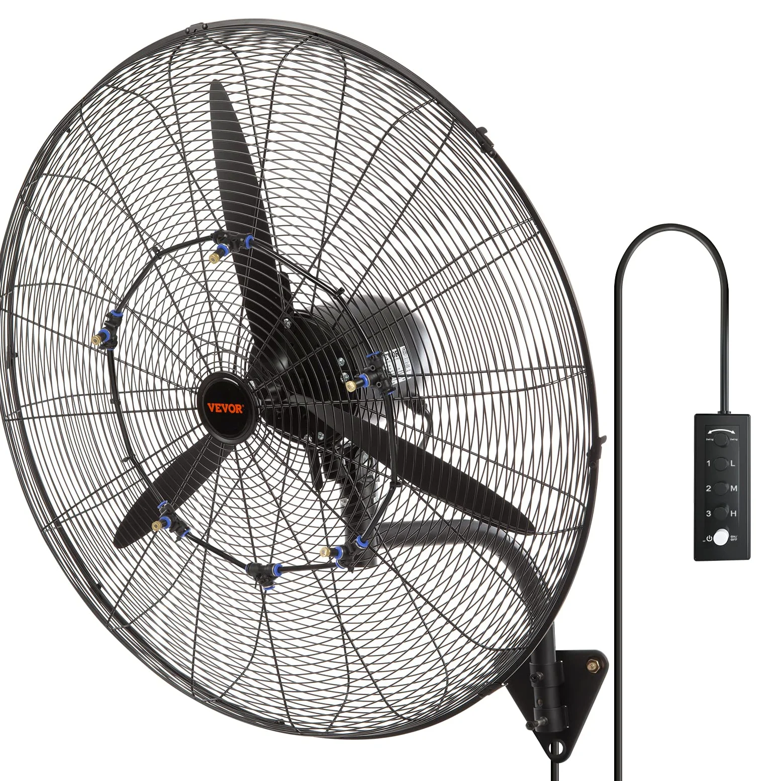 VEVOR Nebelventilator, 74,9 cm, wasserdichter Industrieventilator, 3 Geschwindigkeiten, 9500 CFM, gewerblicher oder privater Ventilator zur Kühlung von Lagerhäusern, Gewächshäusern, Werkstätten