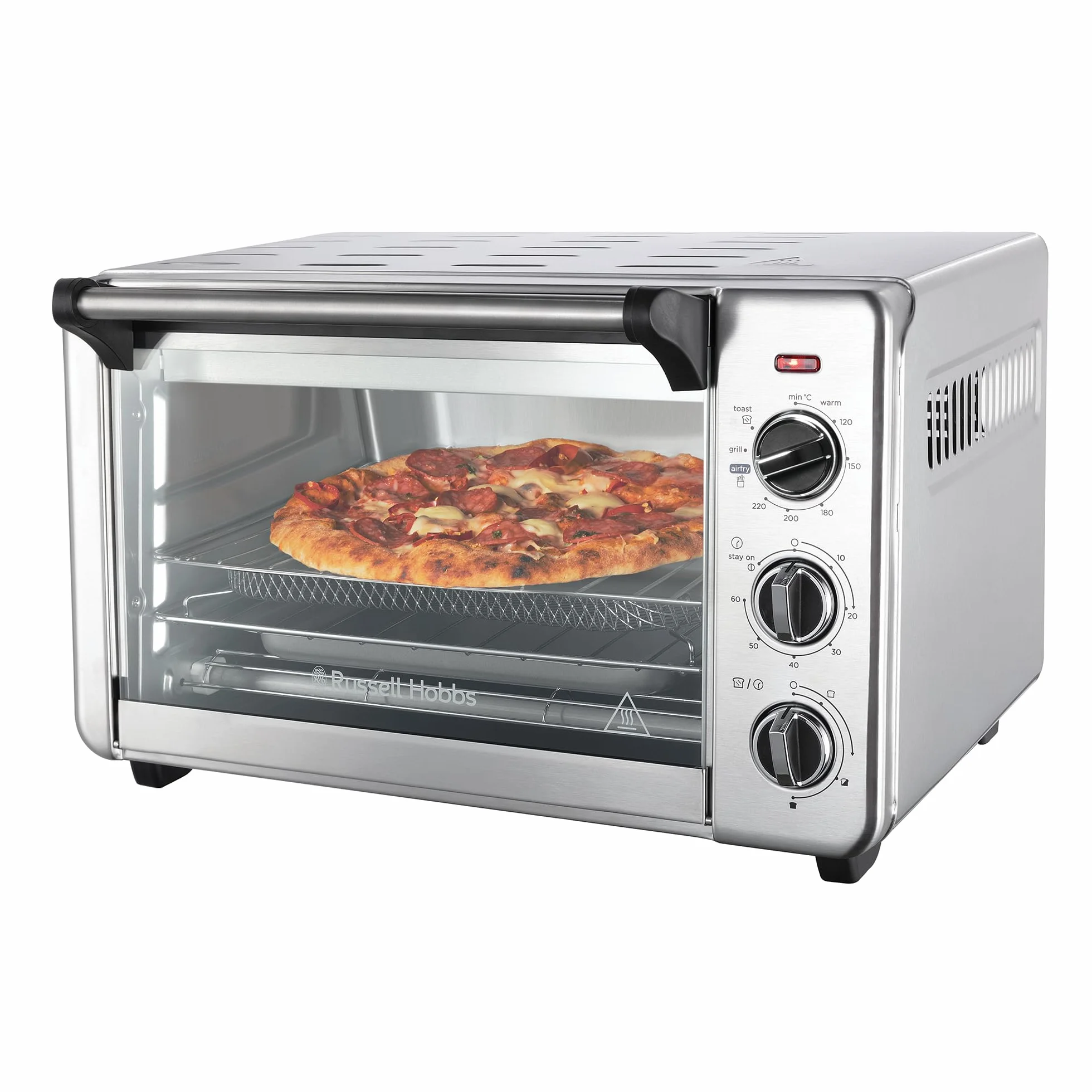 Russell Hobbs Backofen Airfryer [5-in-1: Heißluftfritteuse, Minibackofen, Grill, Toaster, Warmhaltefunktion] Express (20l, Pizza Ø 30cm, inkl. Frittierkorb, Backblech&Grillrost) Umluft- Ofen 26680-56