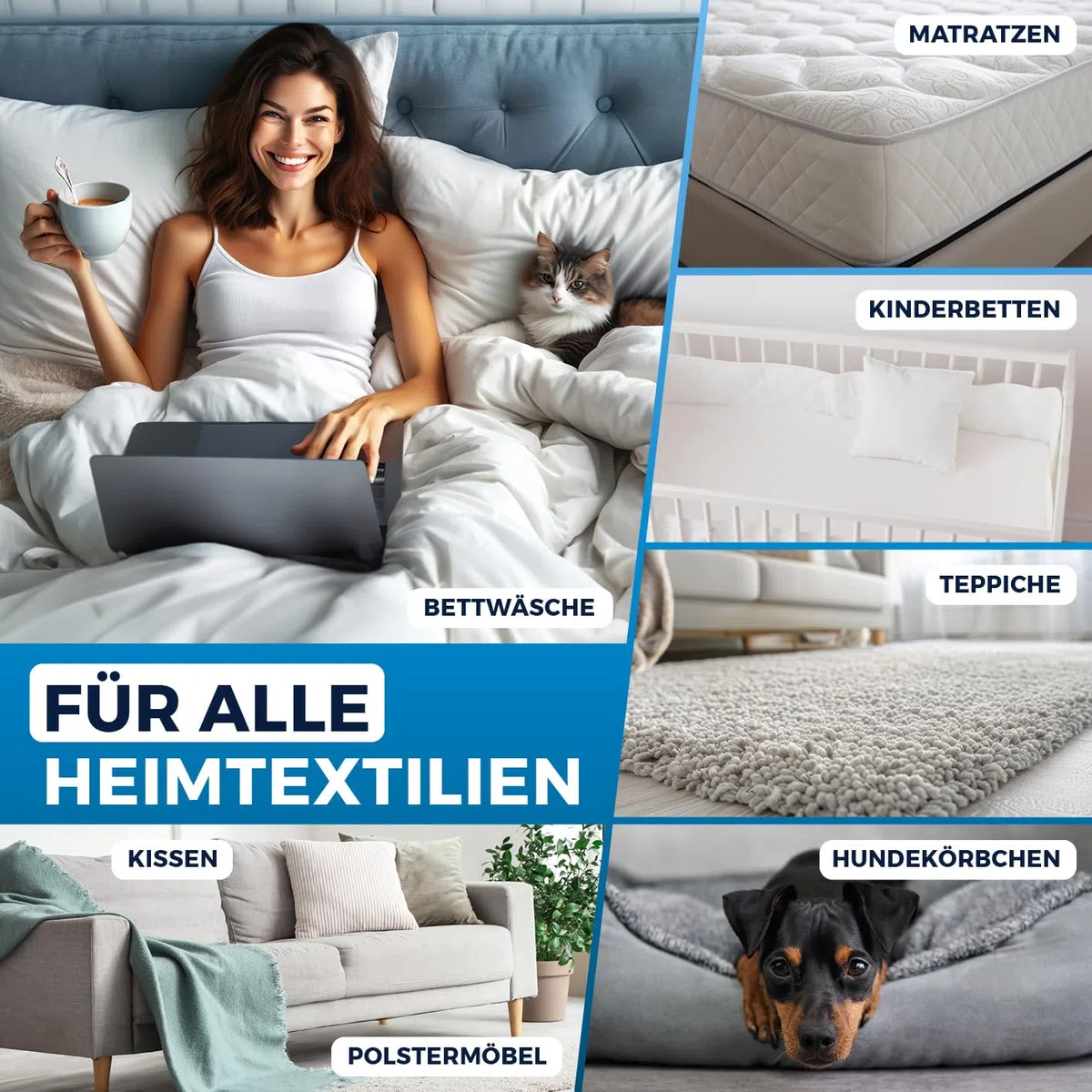 CLEANmaxx Milbensauger für Matratzen mit UV-C-Licht | Matratzenreiniger mit HEPA-Filter, entfernt 99,9% Aller Milben | Matratzensauger mit Ultraschall, Hitze & Vibration