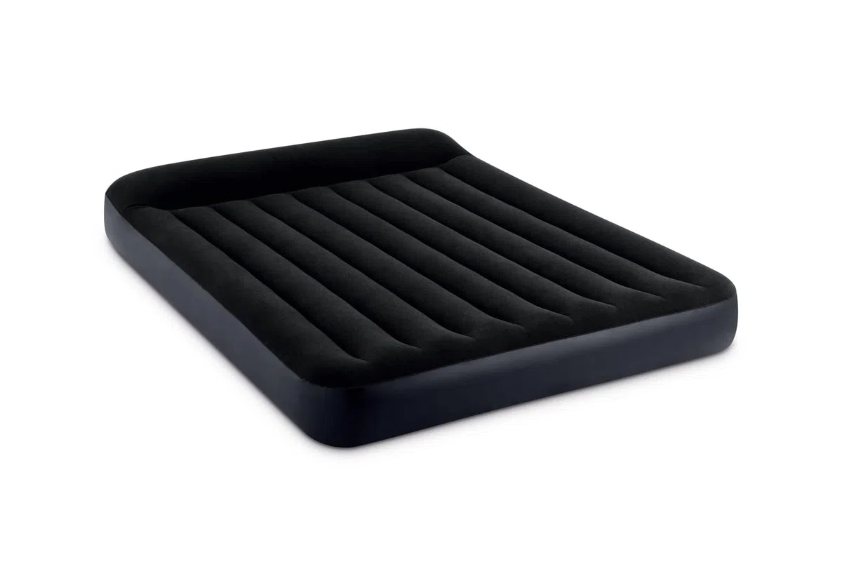 INTEX DuraBeam PillowRest Luftbett für 2 Personen mit Kopfkissen (152x203x25 cm) max. 272 KG– mit integrierter Elektropumpe – Gästebett aufblasbares Bett Camping Matratze mit Fiber-Tech (64150ND)
