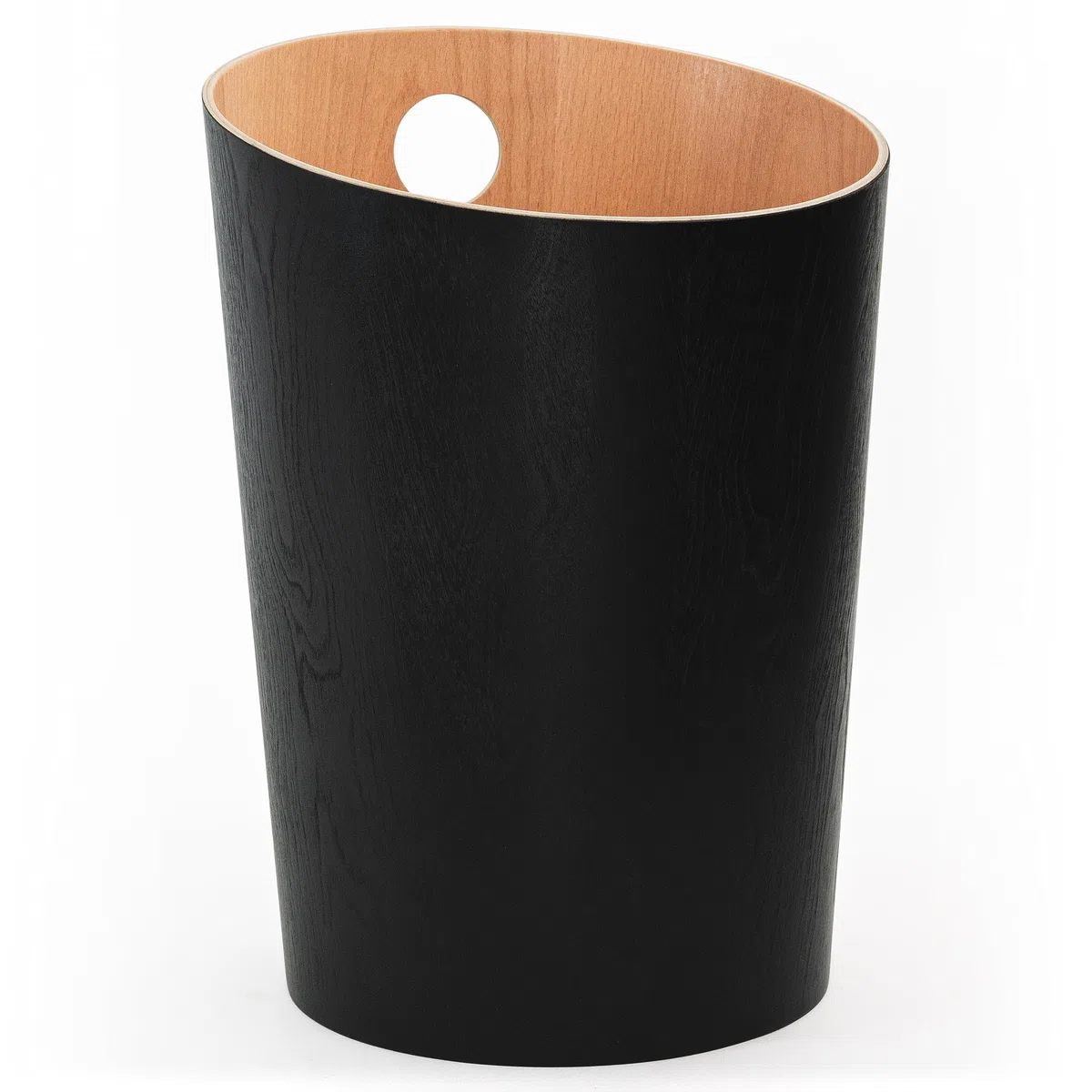 Kazai. Design-Papierkorb 'Bennet' | Einzigartiges Design für Büro, Schlafzimmer, Kinderzimmer u.m. | Mülleimer aus Echtholz-Veneer | Schwarz