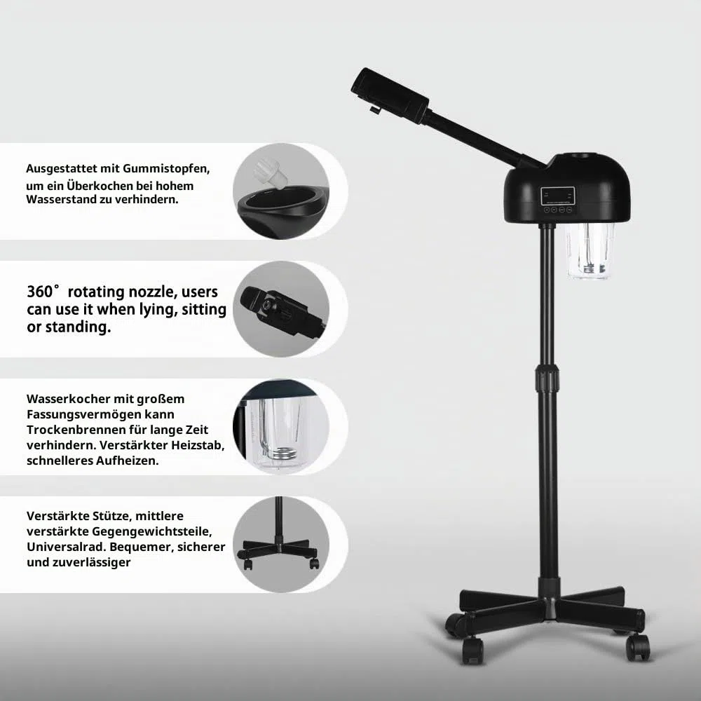 Timer Gesichtsdampfer Schwarz LCD-Bildschirm Professionelle Salon SPA Gesichtspflege Höhenverstellbar