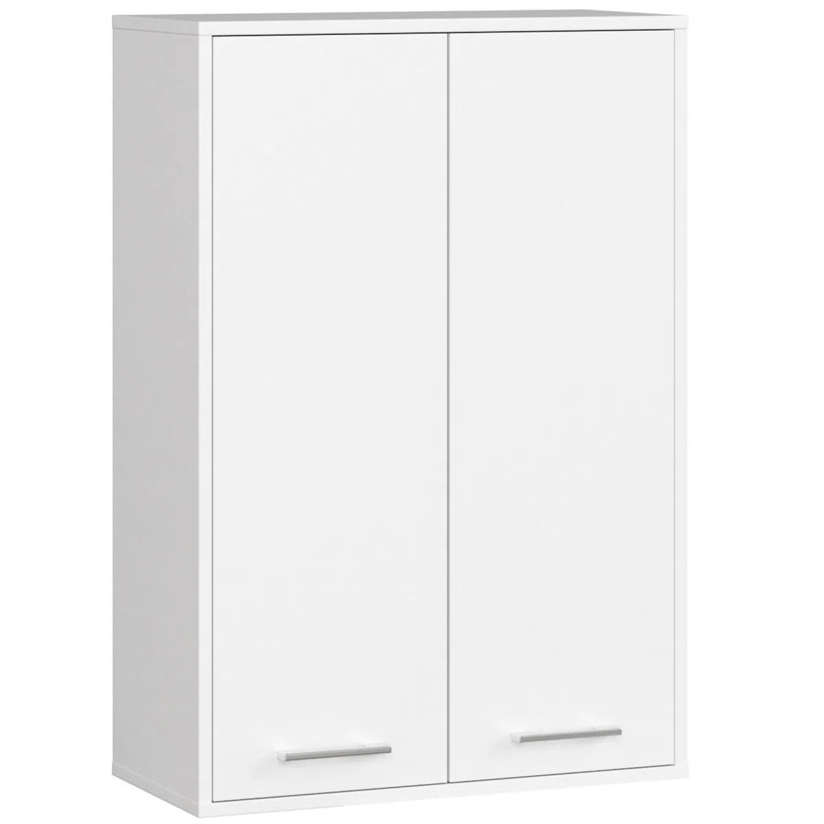 AKORD Badezimmer-Hängeschrank FIN 64 cm 2 Türen B64xH94xT30 cm - mit Ablagen - Badschrank, Wandmontiert Gewicht 8,10kg Weiß & Weiß