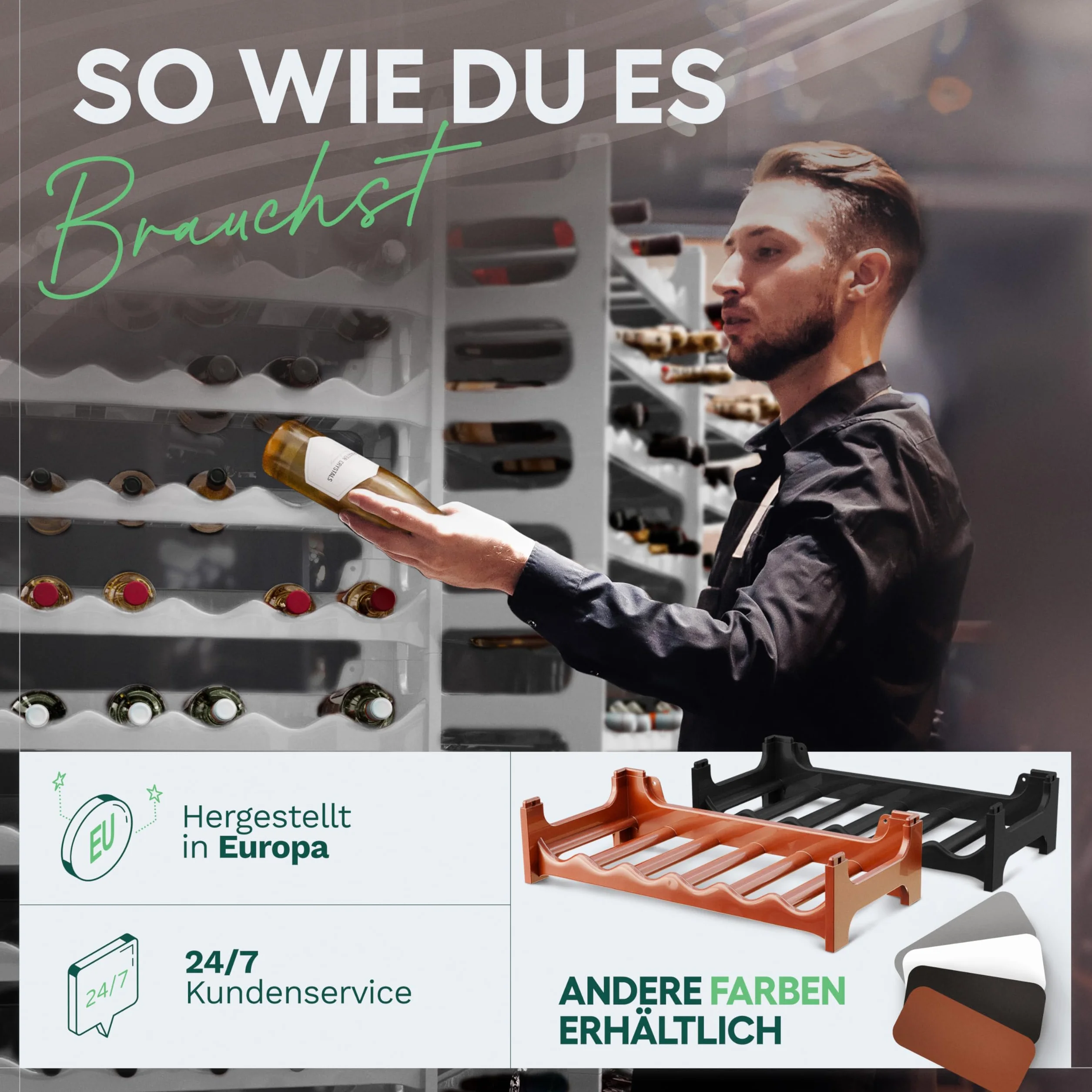 Novaliv Weißes, Modulares Flaschenregal für 72 Weinflaschen - Stapelbar, Erweiterbar, Robust - Ideal für Weinlagerung in Keller, Gastronomie & Zuhause, Getränkeschrank, Weinregal stapelbar