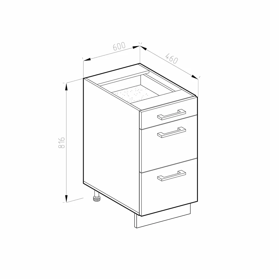 Vicco Küchenunterschrank R-Line, Weiß Landhaus, 60 cm mit Schubladen, ohne Arbeitsplatte, zur freien Kombination innerhalb modularer Küchensysteme
