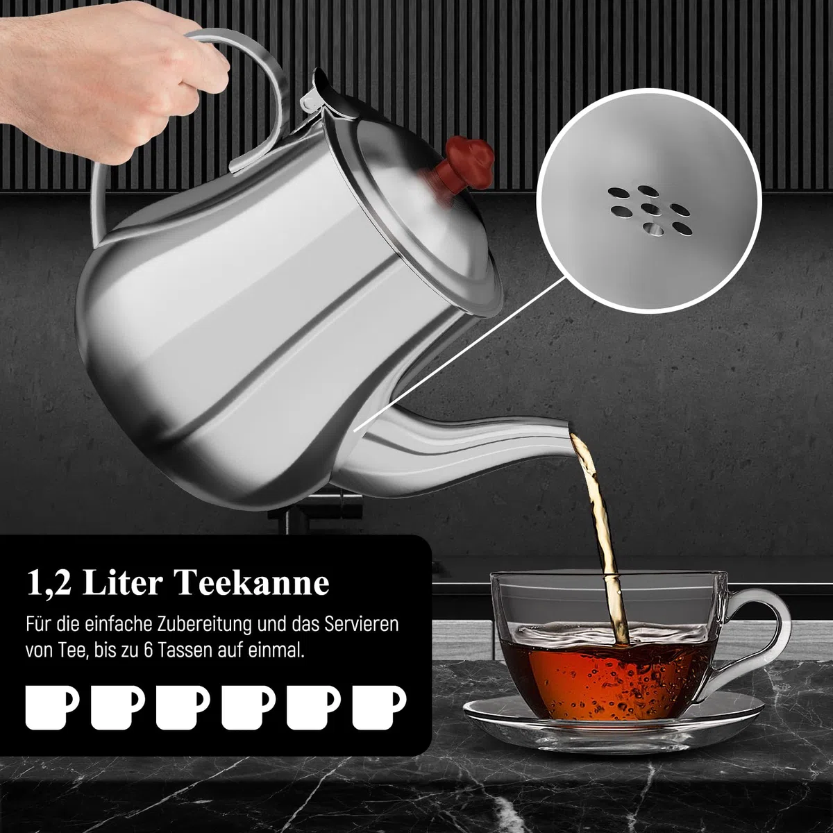 HOMELUX Elektrischer Samoware Edelstahl, 1850 Watt Teemaschine Wasserkocher 2.5L +1.2L Teekannen Set Großer Teekocher mit Warmhaltefunktion eingestellte Temperatur, Ablasshahn für Gastrobetriebe
