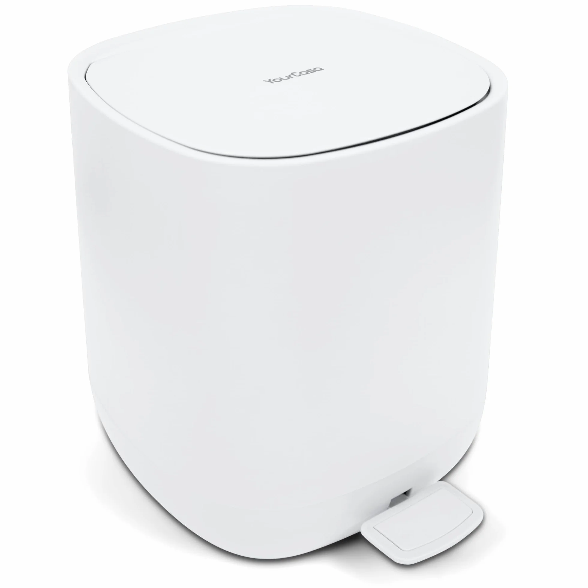 YourCasa Mülleimer Bad [5L] - Elegantes Design - Badeimer - Kosmetikeimer Badezimmer Klein - Badmülleimer mit Deckel und Softclose – Abfalleimer Toilette WC - herausnehmbaren Inneneimer (Weiss)
