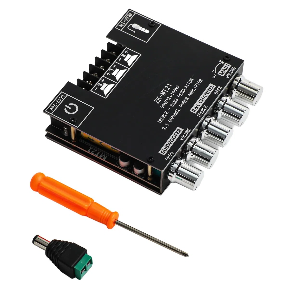 Bluetooth Audio Modul 100W DC 24V mit TWS Pairing AUX USB Eingang, kompatibel mit TPA3116D2 Chip für Smartphones und Computer, Schwarz ZK-301B Board ZK-MT21