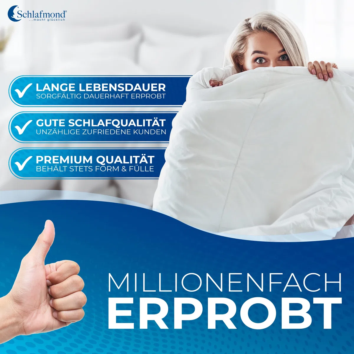 Schlafmond Medicus Clean Ganzjahresdecke 135x200 cm - Wärmeregulierende Allergiker Bettdecke 135x200 - Steppdecke aus Baumwolle - Made in Germany