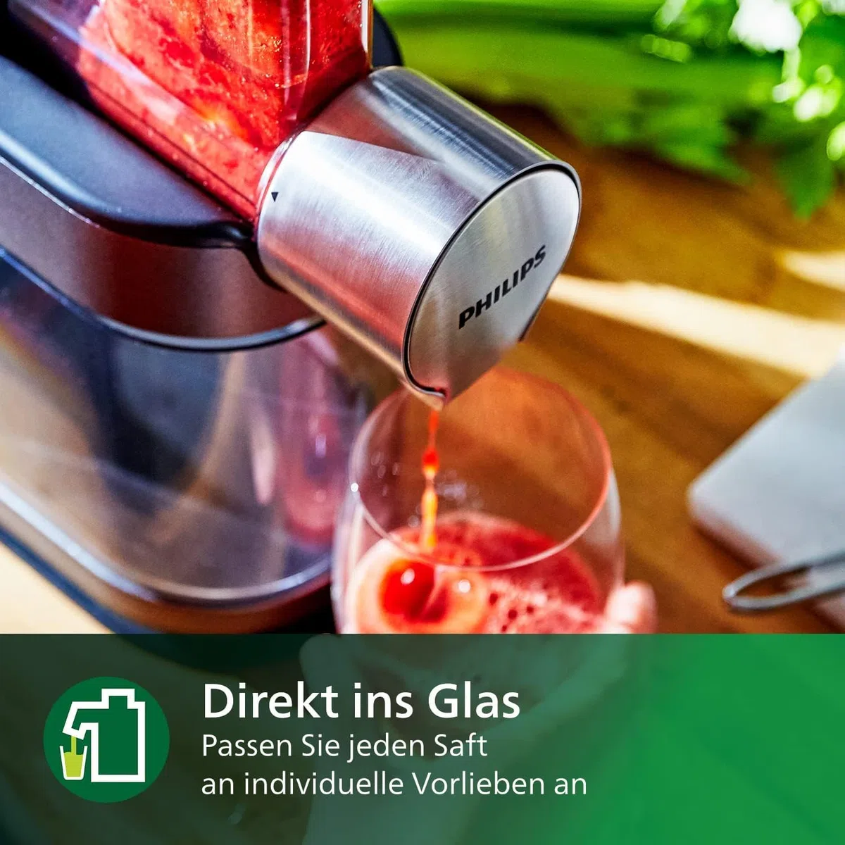Philips Saftpresse – 200W, 1L, NutriU-Rezepte-App, große Einfüllöffnung, Quick Clean (HR1949/20)