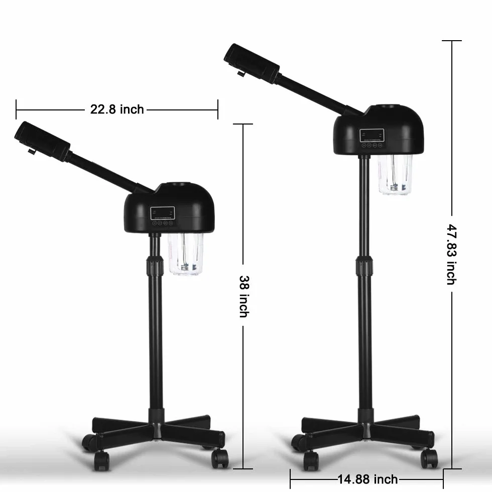 Timer Gesichtsdampfer Schwarz LCD-Bildschirm Professionelle Salon SPA Gesichtspflege Höhenverstellbar