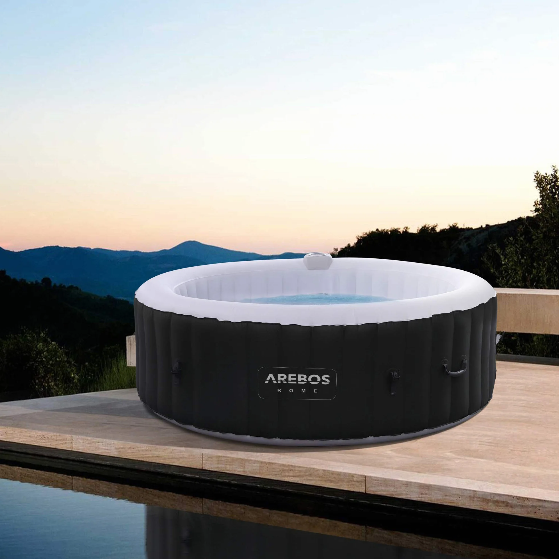 Arebos Komfort-Set 2 Nackenkissen + Getränkehalter für Whirlpool | weiß | 100% wasserdicht | ergonomisch geformt | PU Schaum