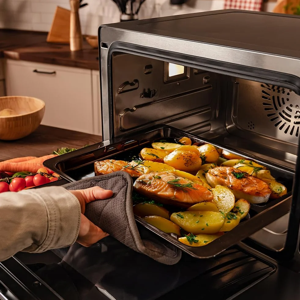 Cecotec Elektrischer Tischdampfbackofen 40L Bake&Steam 4000 Combi Gyro Advance. 2400W, Dampf, Konvektion und Heißluftfritteuse, 8 Funktionen, Drehspieß und 1,4L Tank