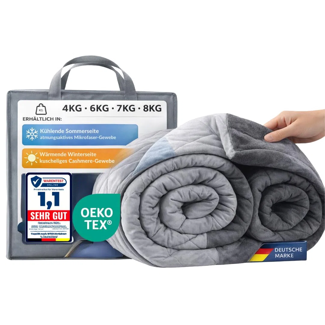 Gewichtsdecke 5kg-8kg 200x135 cm Therapie-Decke mit Glasperlen Oeko-TEX Zertifiziert inkl. Tasche