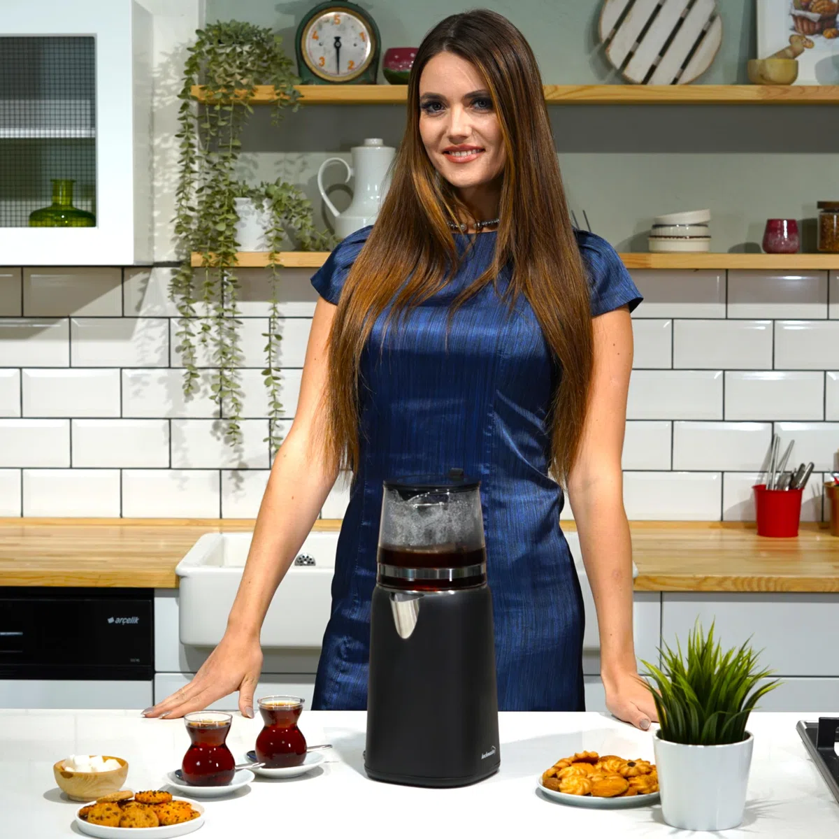 Dem Keyfi Digitaler Teekocher – 1,5L + 1,1L, 1800W, Temperaturregelung, Glas-Teekanne, Touch-Display, Edelstahlfilter
