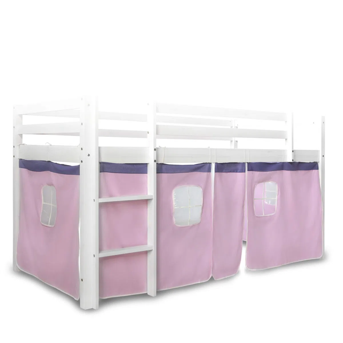 Homestyle4u Bettumrandung Vorhang Hochbett Rosa 100% Baumwolle Bettvorhang Kinderzimmer