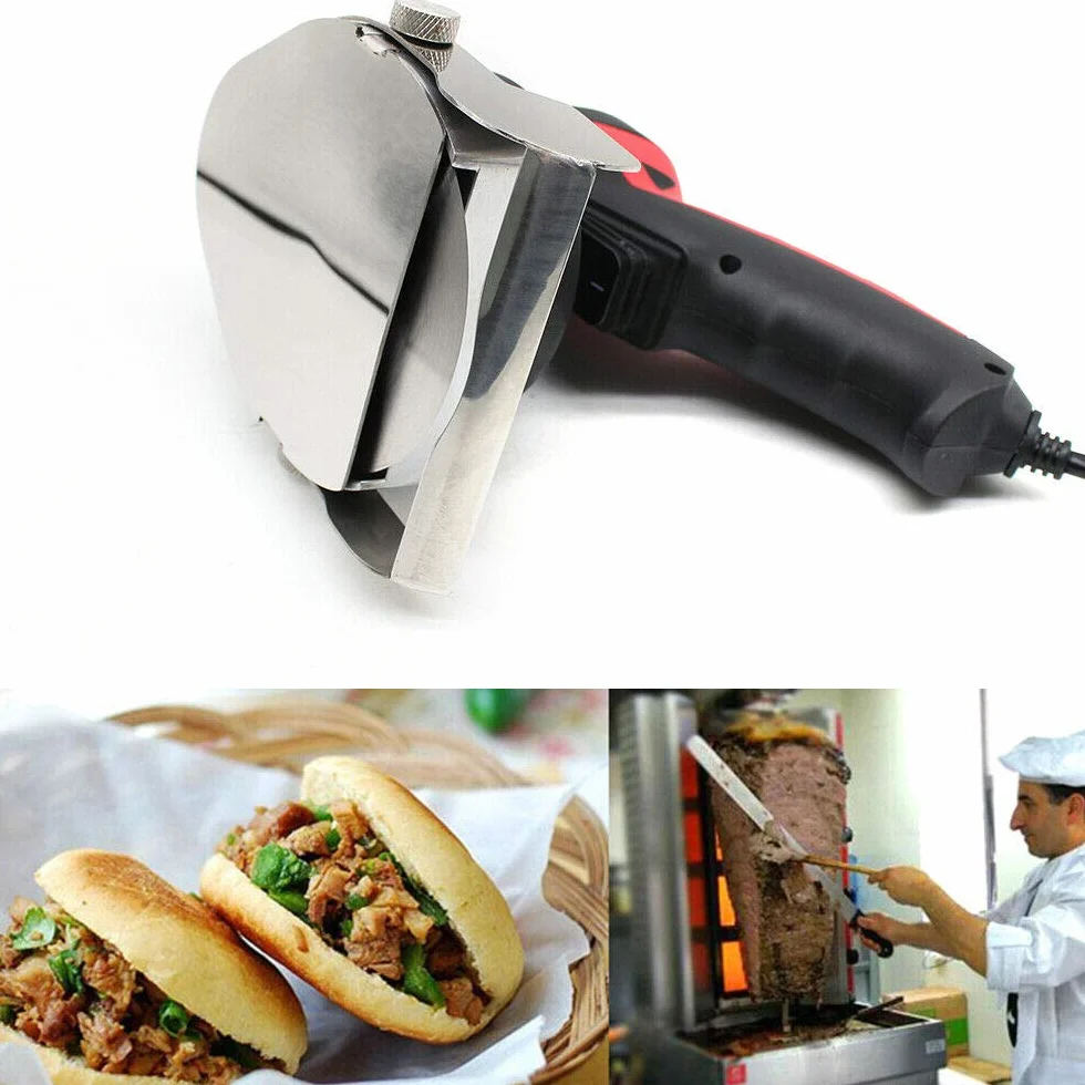 Leistungsstarke Dönerschneider Dönermesser Kebab Schneider | Edelstahl | Anpassbare Schnittstärke 1-8mm | Tragbar & Ergonomisch | Extra Klinge