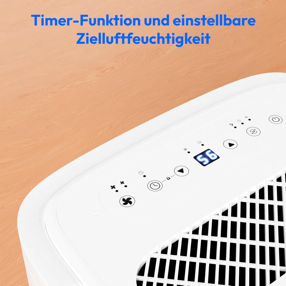 MEDION DH20 Luftentfeuchter elektrisch (bis zu 100m³ (20m²), 20Liter/24h, 43db leise, elektrischer Raumentfeuchter, Normalbetrieb, Wäschemodus, Ventilatorbetrieb, Timer, Bodenrollen, Entfeuchter)