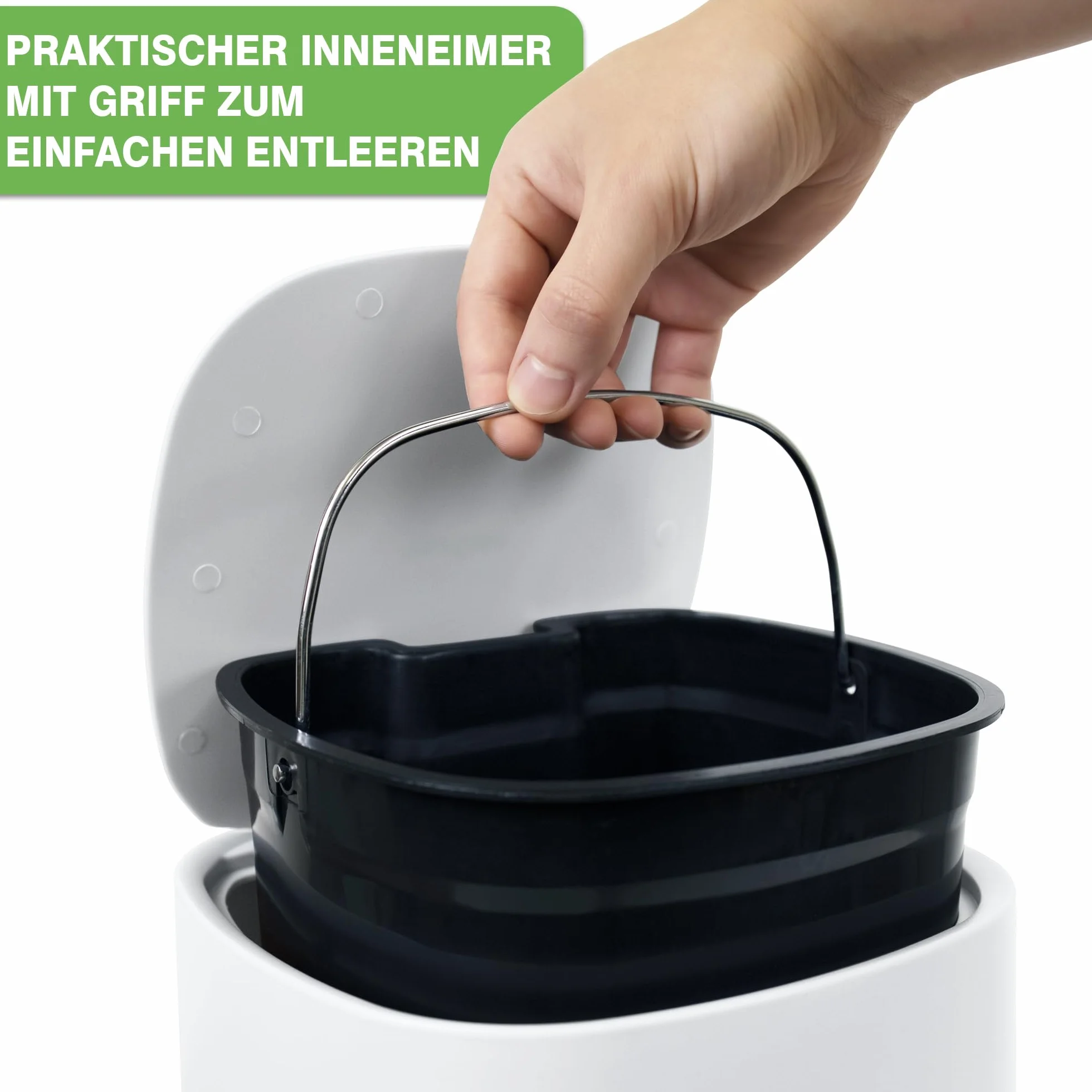 YourCasa Mülleimer Bad [5L] - Elegantes Design - Badeimer - Kosmetikeimer Badezimmer Klein - Badmülleimer mit Deckel und Softclose – Abfalleimer Toilette WC - herausnehmbaren Inneneimer (Weiss)