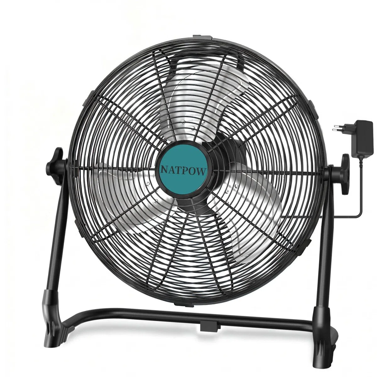 NATPOW Akku Bodenventilator, Kompatibel mit Makita 18V-Akkus, 30cm Ventilator Leise mit Typ C und USB-Aufladung, Stufenlos Drehzahlregelung mit Adapter für Strand Camping Baustelle, Kein Akku