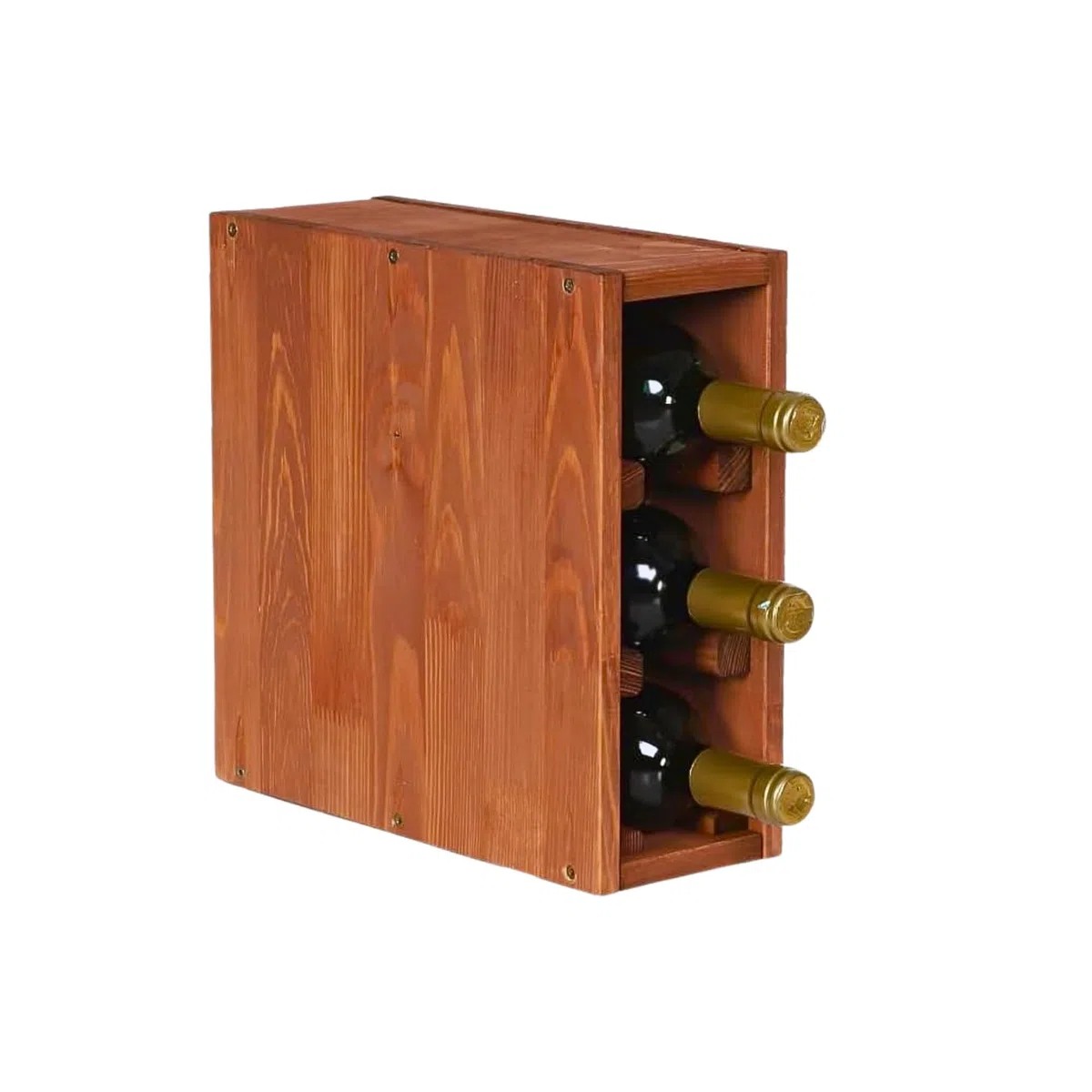 PROREGAL Modulares Weinregal VINCELLAR MOD | HxBxT 30x12x30cm | Schmal Modul für 3 Flaschen | Massives Kiefernholz | Braun geölt | Weinhalter Weinständer Flaschenständer Flaschenregal Holzregal