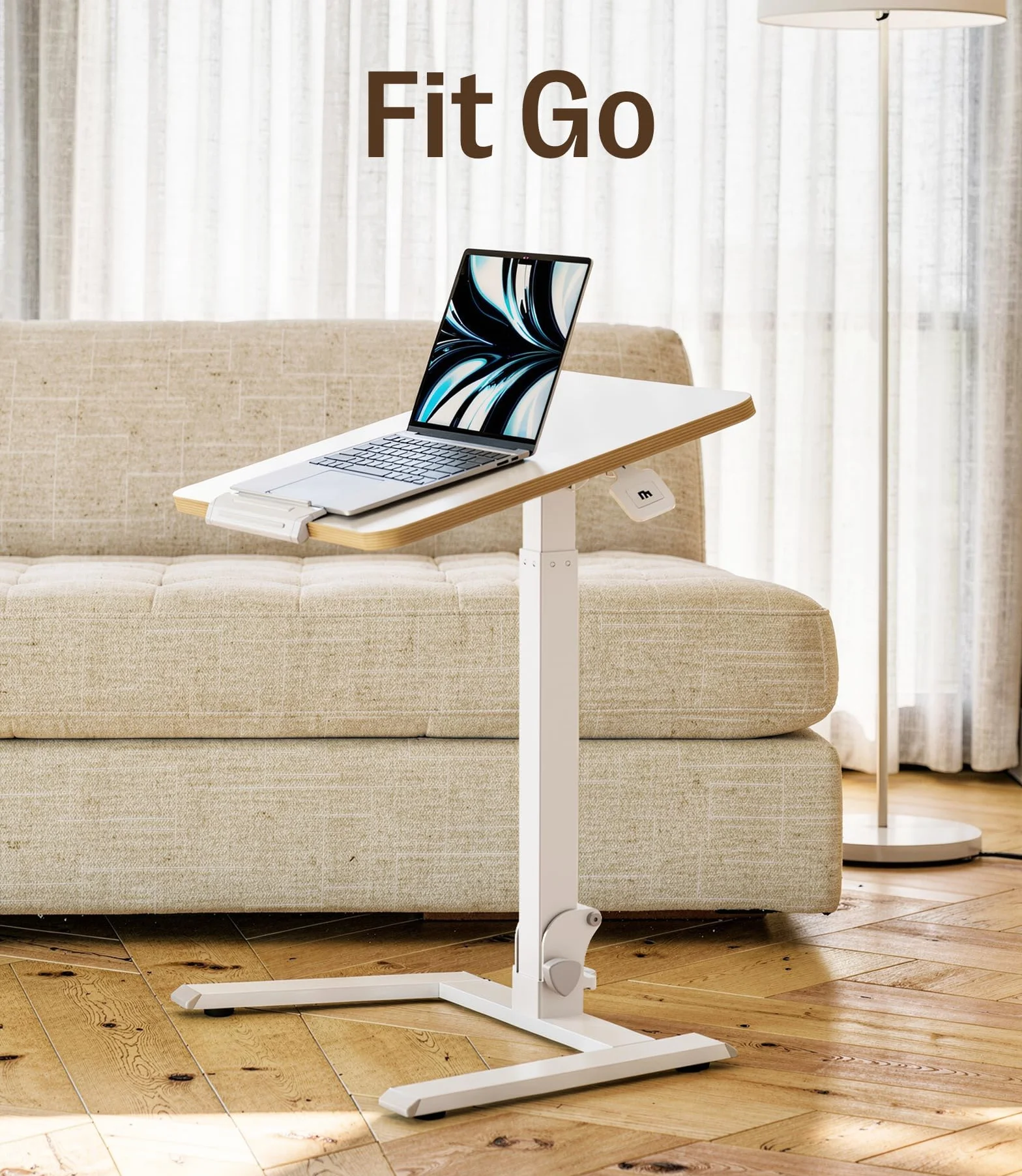 MAIDeSITe Klappbarer Laptoptisch Höhenverstellbar,Mobiler Stehtisch mit Rollen,Stehpult Montagefrei,Mobiler Schreibtisch für Homeoffice Büro und Kleine Räume,65x48cm-Fit Go