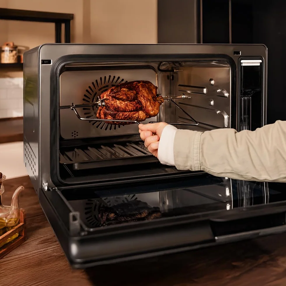 Cecotec Elektrischer Tischdampfbackofen 40L Bake&Steam 4000 Combi Gyro Advance. 2400W, Dampf, Konvektion und Heißluftfritteuse, 8 Funktionen, Drehspieß und 1,4L Tank