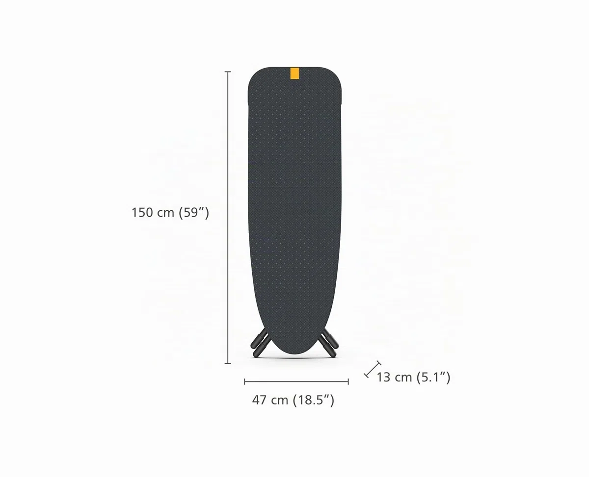 Joseph Joseph Glide Plus 135 x 45 cm großes Bügelbrett mit höhenverstellbarem und hitzebeständigem Dampfbügelbrett, einfache Aufbewahrung, 4-lagiger Baumwollbezug, schwarz/blau
