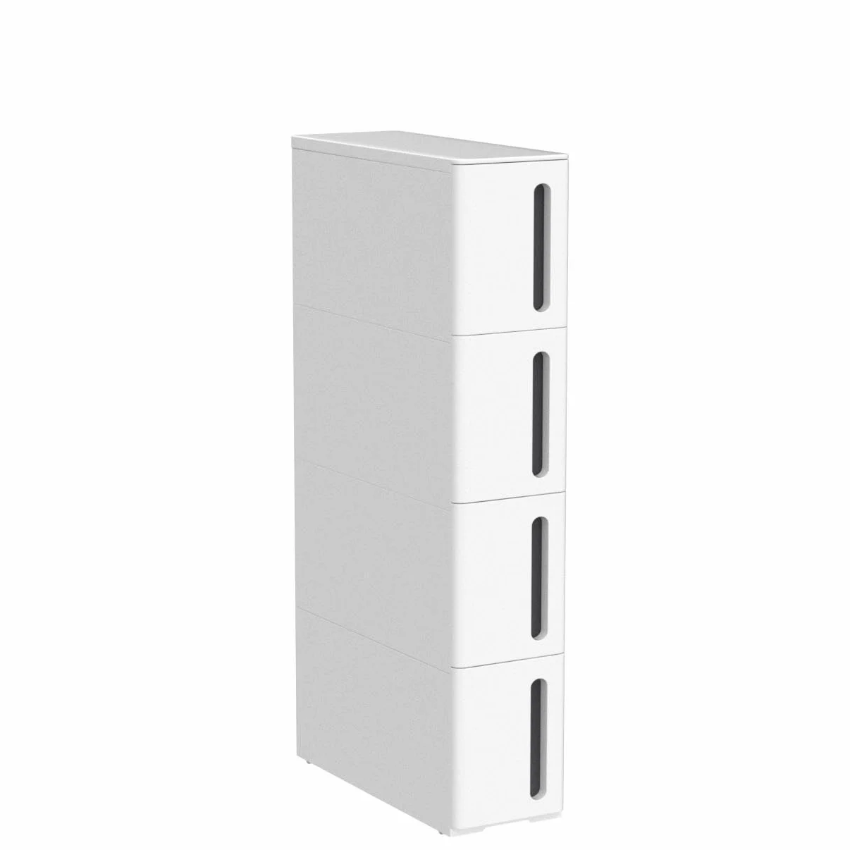 SONGMICS Nischenregal mit Rollen, Rollwagen mit 4 Schubladen, 17,3 cm breit, Badregal schmal, Rollregal, Küchenregal, PP-Kunststoff, platzsparend, 45,2 x 17,3 x 84 cm, weiß-grau KFR008G01