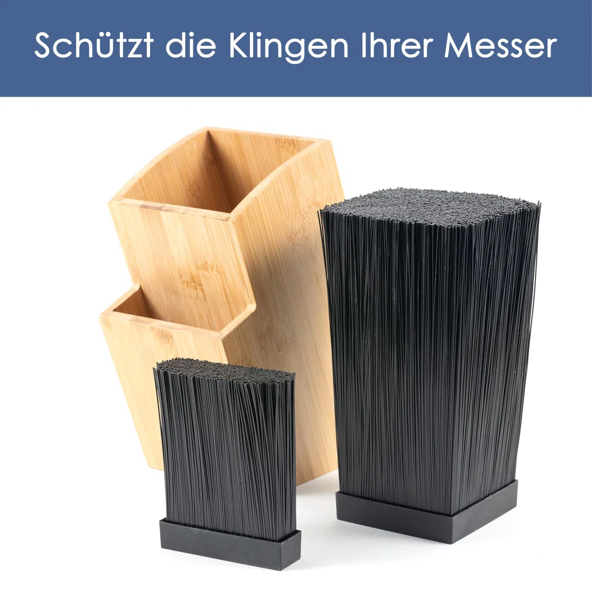 Hanseküche Messerblock - Messerhalter ohne Messer aus Holz Messerbrett (Bambus Braun, Quadratisch Schräg)