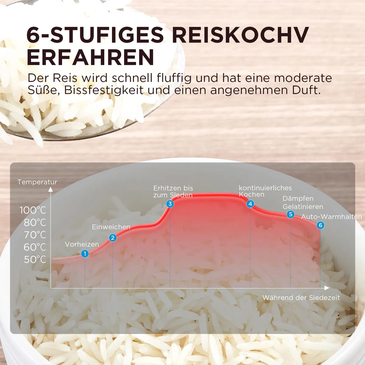Midea Reiskocher, Multikocher mit 11 Programme, Rice Cooker 5 L für 2-10 Personen, Slow Cooker & Dampfgarer mit 24h Warmhaltefunktion, Timer, inkl. Dämpfeinsatz, Löffel & Messbecher, Schwarz & Silver