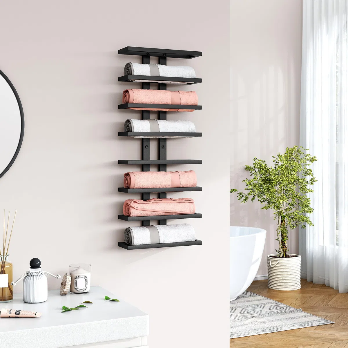 Hoctieon Weinregal Wand, Flaschenregal mit 8 Ebenen 2 Set, Metall Weinregal Hängend Weinflaschenregale Schwarz für Esszimmer, Weinkeller, Schlafzimmer