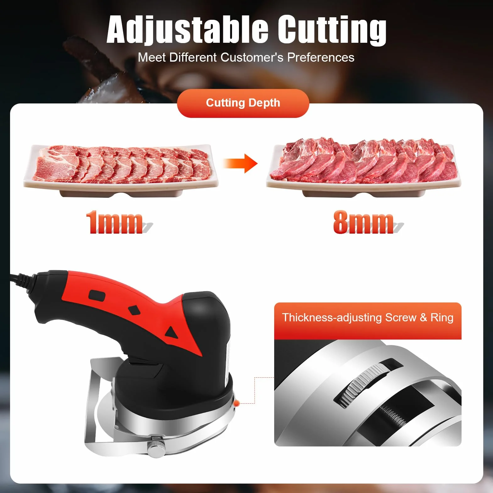 SHZICMY Dönermesser, Elektrisches Kebabschneider 80W Profi Schneidemesser Edelstahl Gyrosmesser für Döner und Gyros
