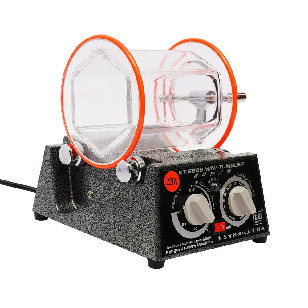 3Kg 220V Elektrische Rotationspolierer, Rotary Tumbler Schmuck Polierer, Schmuck Polieren Trommel Kugelmühle Gerät, Kugelmühle Trommel Polierer 5 Geschwindigkeiten mit Timer Polisher