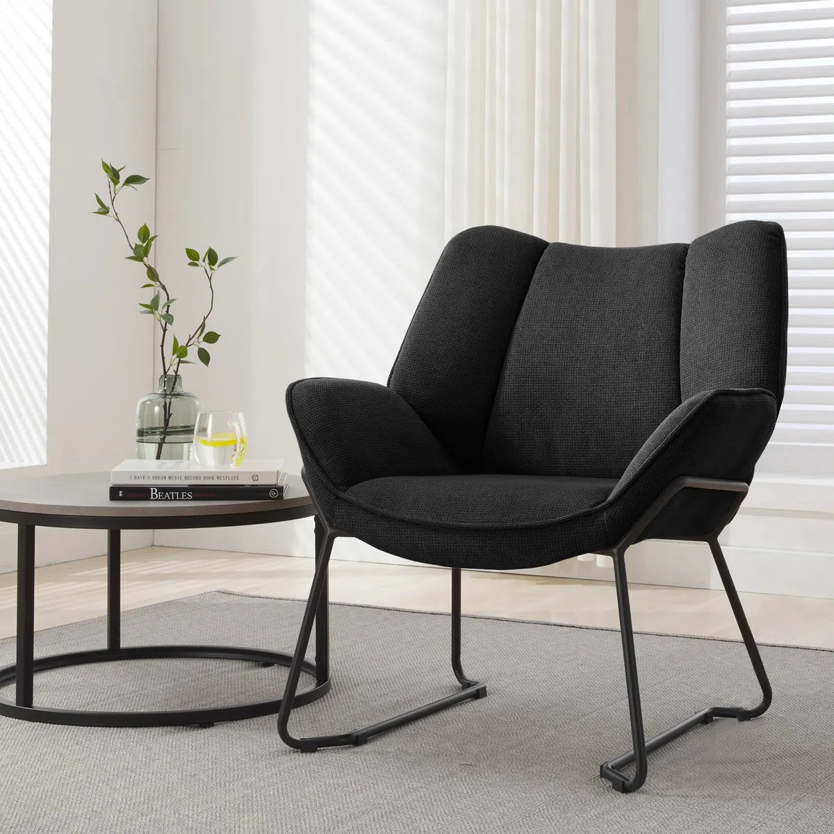 Relaxsessel Lounge Sessel Fernsehsessel bequem, Clubsessel Einzelsofa Cocktailsessel, Ohrensessel für Wohnzimmer/Schlafzimmer/Empfangsraum, Polster Lesesessel Vintage Anthrazit