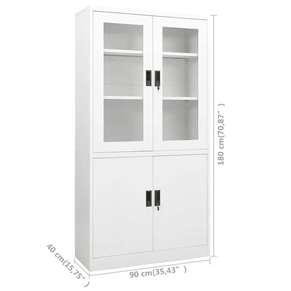 vidaXL Büroschrank Aktenschrank Metallschrank Universalschrank Stahlschrank Aufbewahrungsschrank Büromöbel Schrank Lagerschrank Weiß 90x40x180cm Stahl