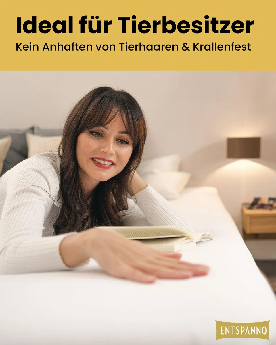 ENTSPANNO Luxus Spannbettlaken 140x200 bis 160x220 cm - Aus weichem Premium Jersey - auch ideal für Wasser- u. Boxspringbett bis 35cm Höhe - Weiß