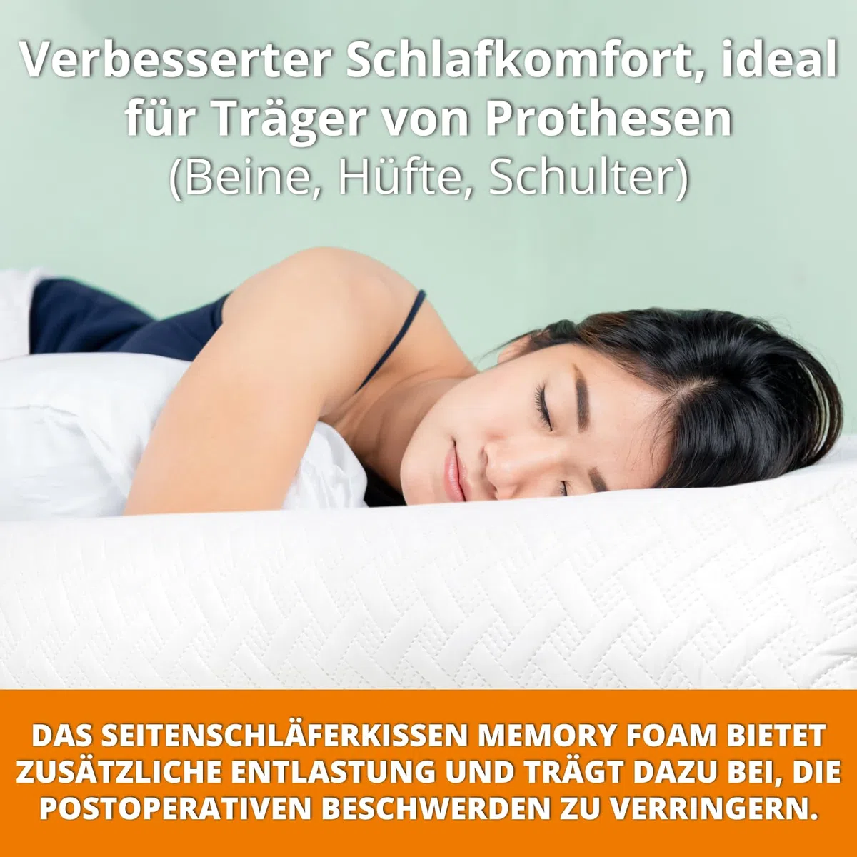 Seitenschläferkissen Memory Foam 40 x 145 cm XXL Gel Viscoschaum Orthopädisch Kissen für Schwangere