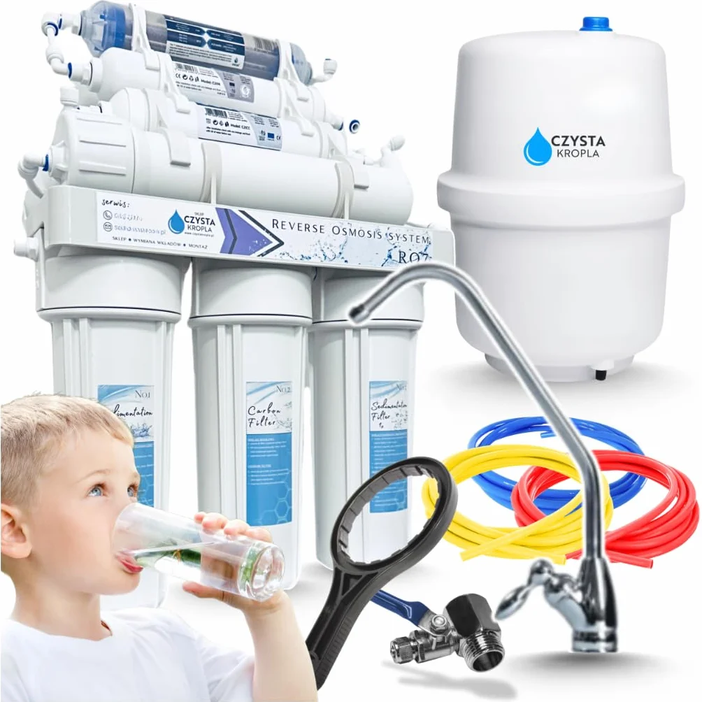 Czysta Kropla 7-Stufen Umkehrosmose Wasserfilter mit Mineralisierung Ionisator und 12 Liter Tank Untertisch Trinkwasserfilter RO7